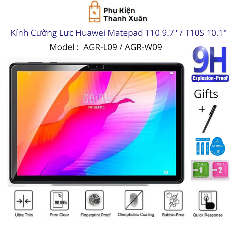 Kính cường lực dành cho Huawei Matepad T10 9.7&quot; / T10S 10.1&quot; - Độ cứng 9H, dày 0.3 mm