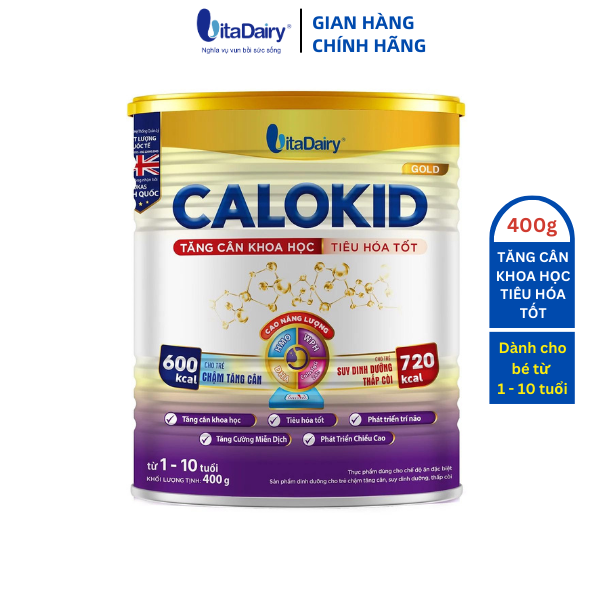 Sữa bột Calokid Gold 400g giúp bé tăng cân khoa học, tiêu hóa tốt - VitaDairy