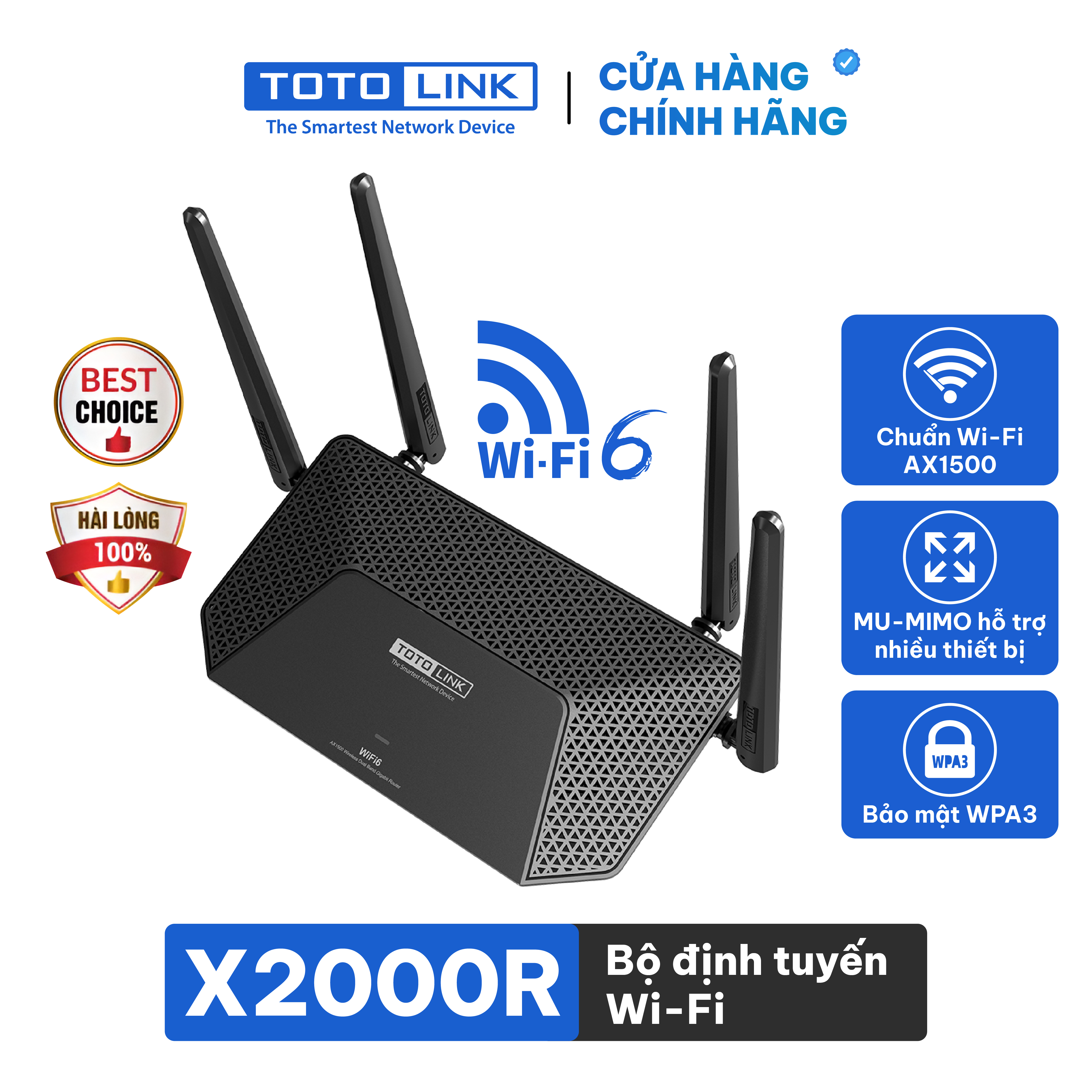 Router Wi-Fi 6 băng tần kép Gigabit AX1500 - X2000R _HÀNG CHÍNH HÃNG