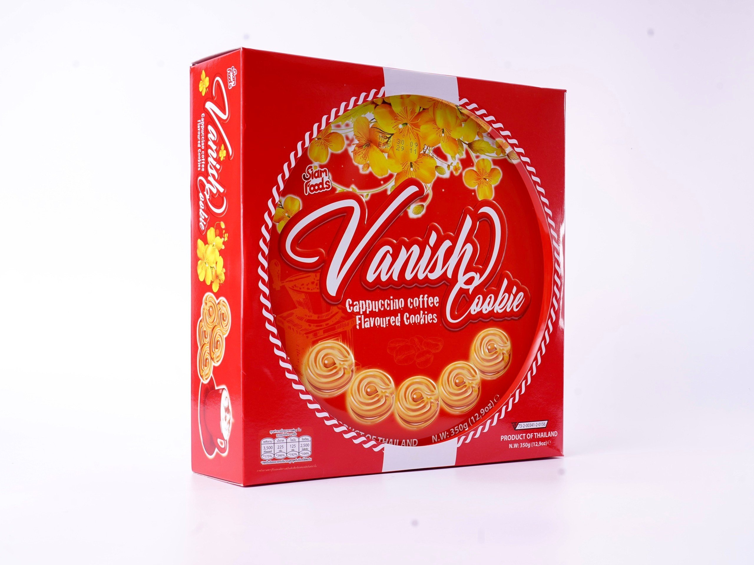 Bánh quy Vanish hộp sắt tròn cà phê 350g Màu đỏ