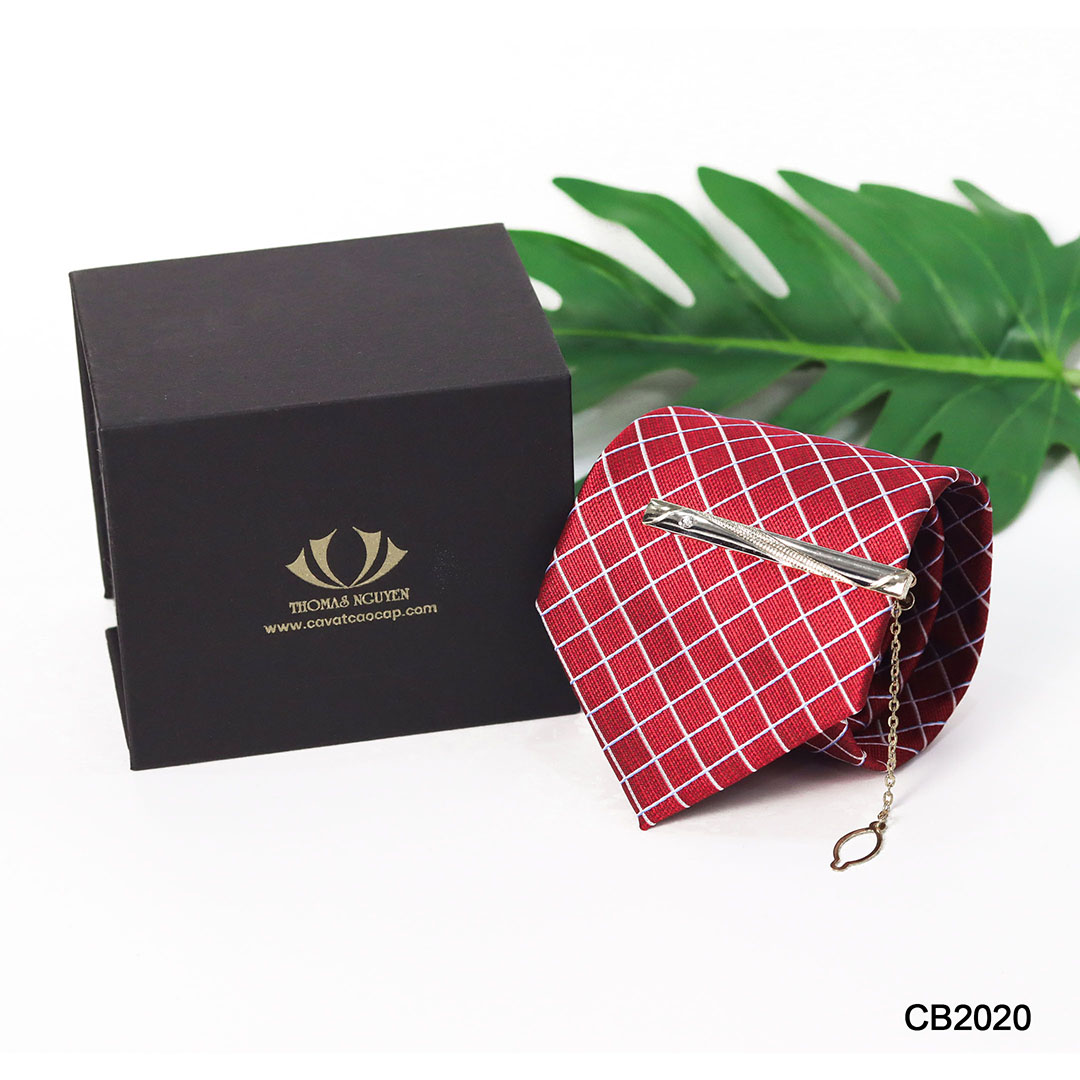 Bộ quà tặng phụ kiện 2 món cà vạt và kẹp cà vạt - Thomas Nguyen