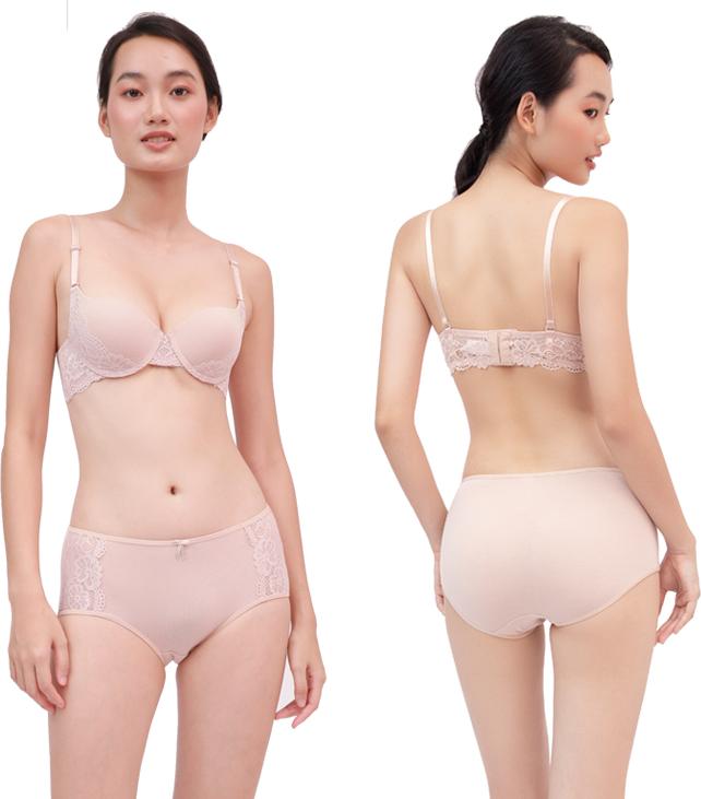 Combo 2 Quần Lót Nữ Lưng Cao Modal Phối Ren Active Miley Lingerie Màu Da & Hồng FDS0925-1225