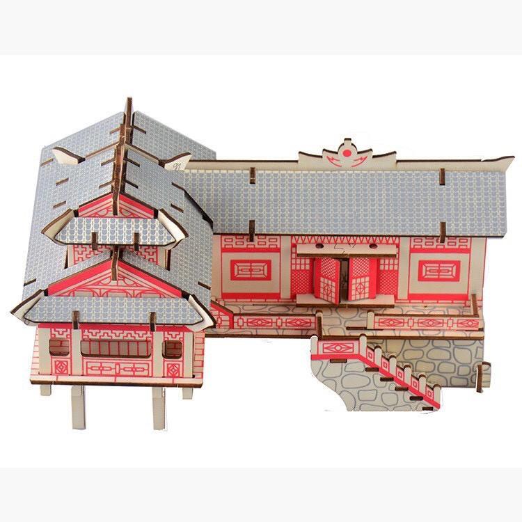 Mô hình Nhà Sàn Truyền thống dân tộc cắt laser - đồ chơi lắp ráp 3D gỗ