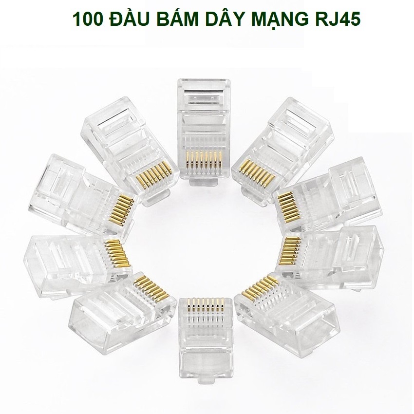 Túi 100 đầu bấm mạng RJ45 - Hàng nhập khẩu