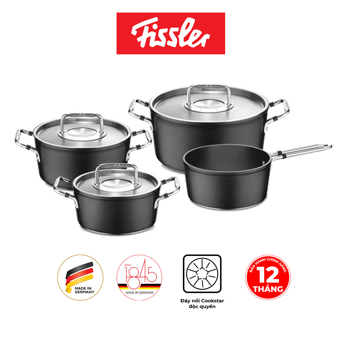 Bộ Nồi 4 Món Fissler Luno Black