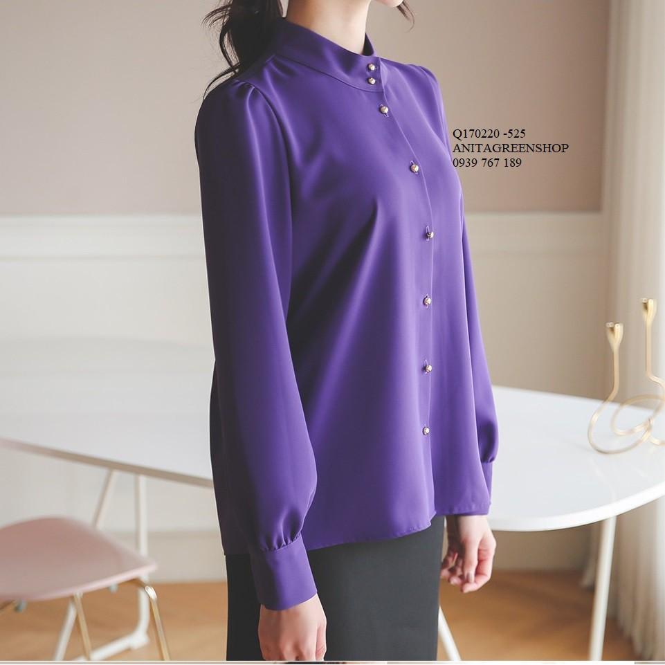 Q170220 ÁO SƠ MI PHỐI CHÂN VÁY THIẾT KẾ