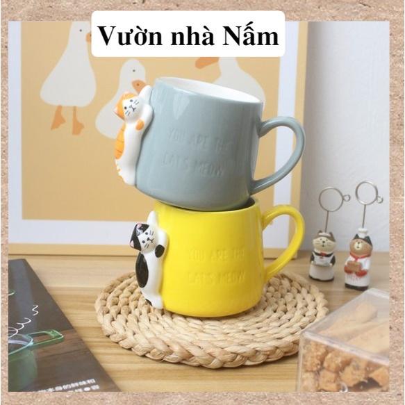 Cốc sứ mèo dễ thương mèo nổi 3D