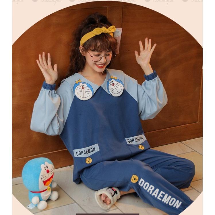 Đồ bộ nữ, bộ đồ ngủ nữ Doremon dễ thương cho mùa thu đông