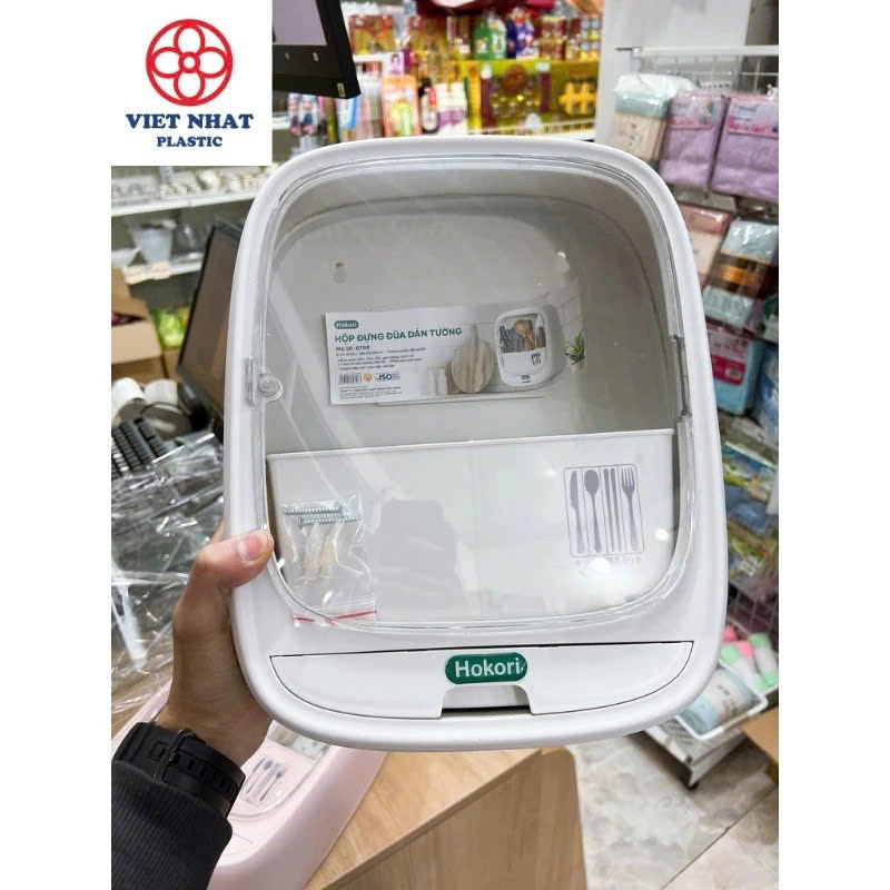 Hộp Đựng Đũa Thìa Dán Tường Bốn Ngăn Tiện Dụng Có Nắp Đậy, Dán Tường Siêu Chắc Chắn - Hàng Việt Nam - Giao Mầu Ngẫu Nhiên