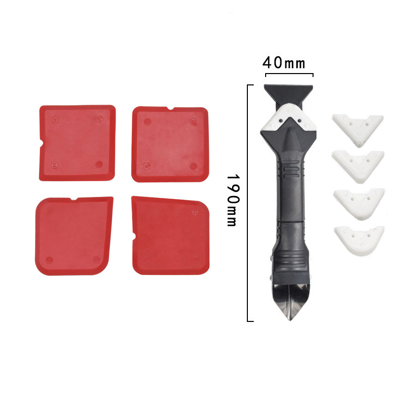 Bộ Dụng Cụ Cạo Trét Keo Silicon Gạch Kính, Dụng Cụ Miết Keo Silicone Kèm 5 Đầu Miết
