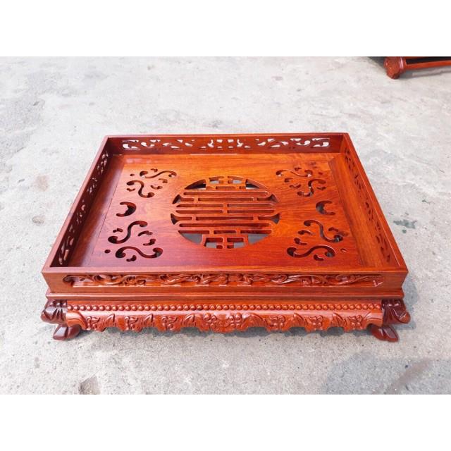 Khay Trà Chân Qùy Bằng Gỗ Hương-Khay trà rồng trầu gỗ