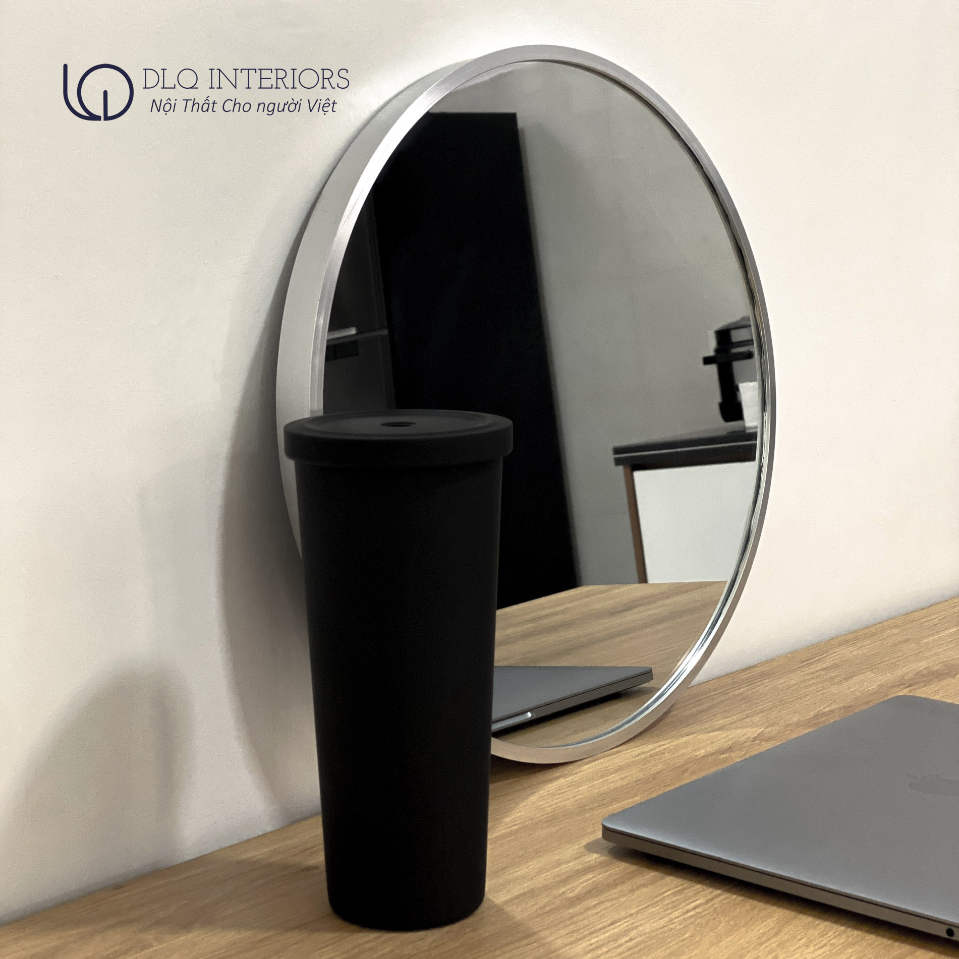 Gương Tròn Viền Trắng Treo Tường DLQ MIRROR Chất Liệu Nhôm Sơn Tĩnh Điện Cao Cấp