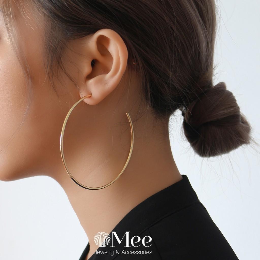 Bông tai tròn MEE bản lớn, khuyên tai không cần bấm lỗ cá tính - E6836