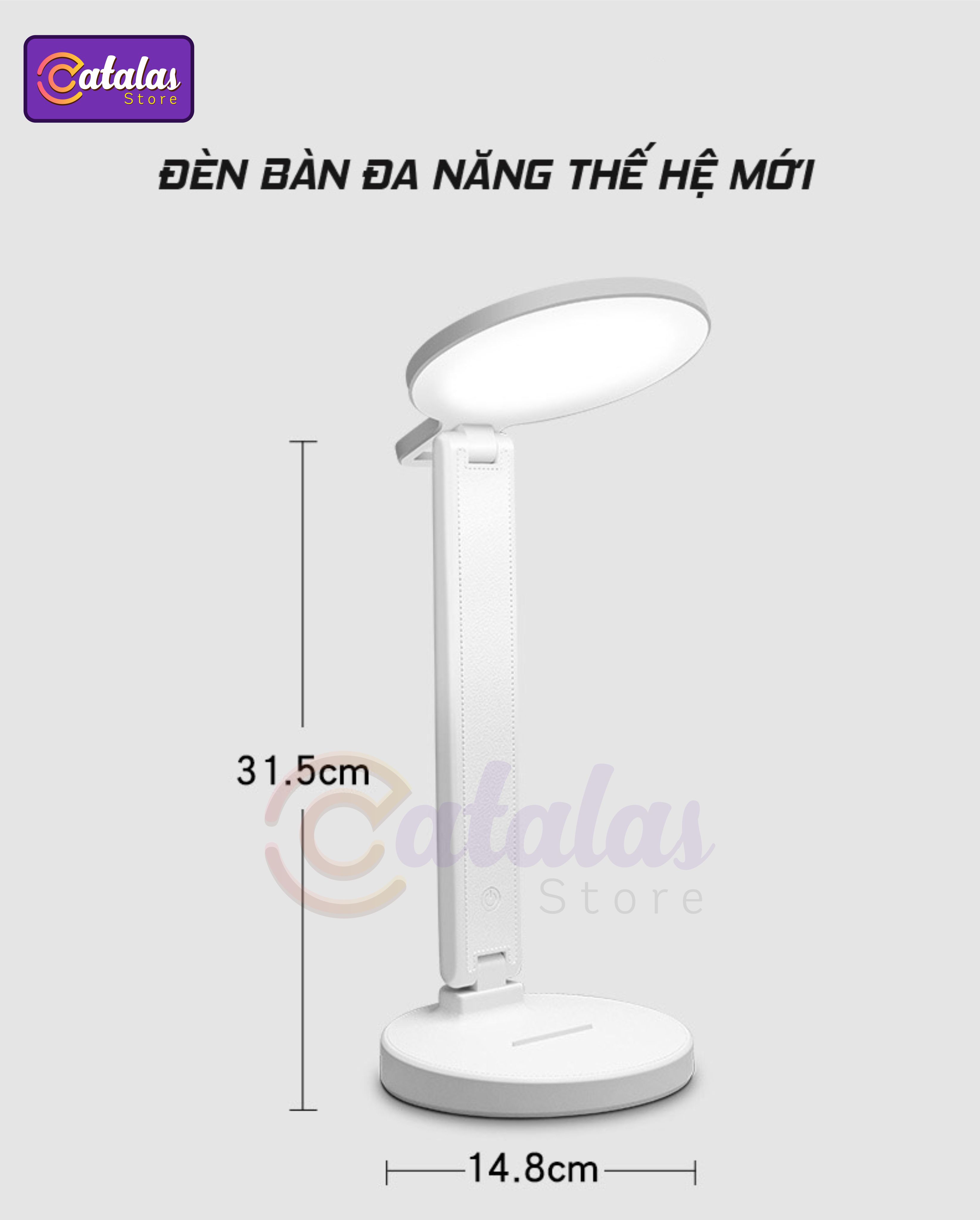 Đèn Bàn Học, Đọc Sách Bảo Vệ Mắt CNĐT21, Gấp Linh Hoạt, 3 chế độ sáng, Pin sạc USB, Đầu tròn thân cao 32 cm, Làm Việc Tối ưu Chất Lượng Cao