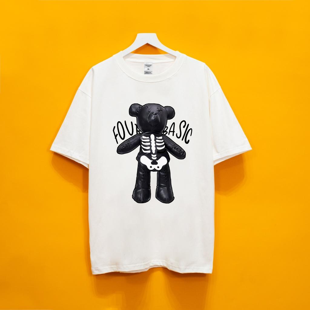 Áo thun wash âm dương tay lỡ Gâu Xương Hogoto shop , Áo thun unisex nam nữ from rộng oversize chất liệu cotton