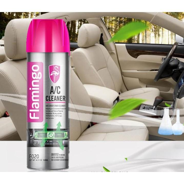 Xịt Bọt Vệ Sinh Khử Mùi Hôi Điều Hòa Ô Tô Flamingo F020 500ml - Chính Hãng