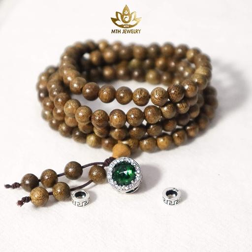 Vòng Tay Trầm Hương Tự Nhiên 108 Hạt MIX Charm Bạc S925