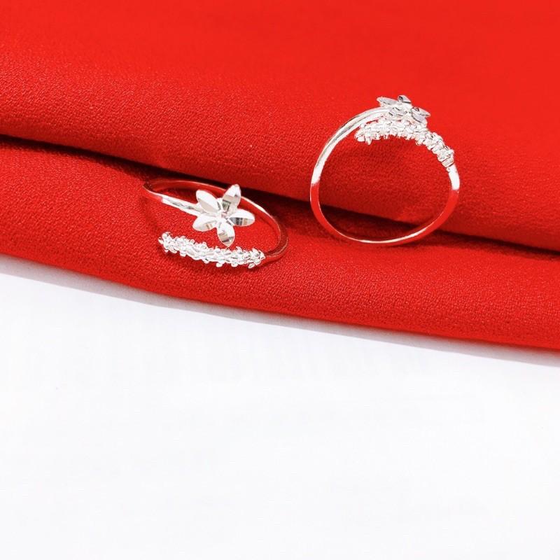 Nhẫn bạc hở, nhẫn hoa, nhẫn nữ bạc ta dạng hở bibi silver