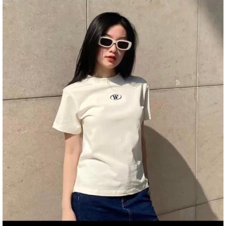 [Hàng Hot] Áo Thun Baby Tee Thêu Logo W Chất Thun Tăm Form Đẹp  Áo Phông Tay Lỡ Dáng Vừa Hot Trend 2023 - Đen