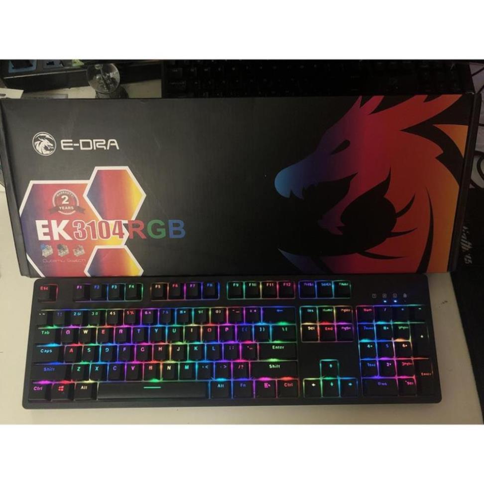 Bàn phím cơ EDRA EK3104 Huano Switch - Led RGB - Màu đen - Blue/ Brown/ Red Switch  - Hàng Chính Hãng