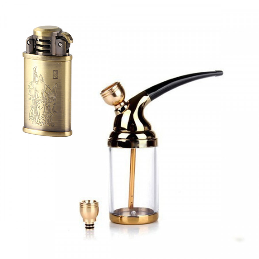 Combo Tẩu Hút Thuốc Lá Sợi, Tẩu Lọc Nước ZB 502 + Kèm Bật Lửa Khò Gas Chuyên Dụng Cho Tẩu Hút Thuốc Cao Cấp