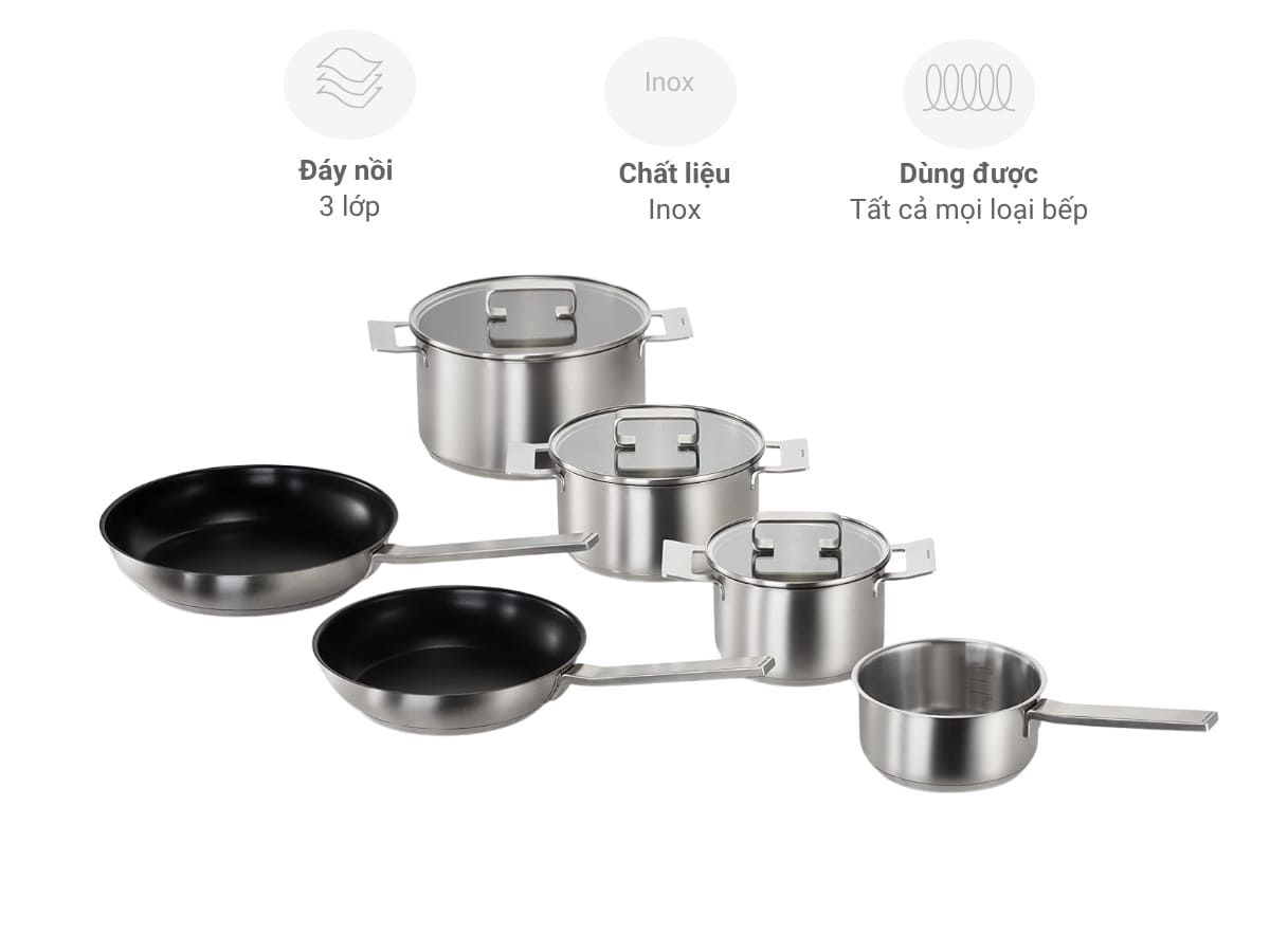 Bộ nồi inox Bosch HEZ9SE060 6 món hàng chính hãng