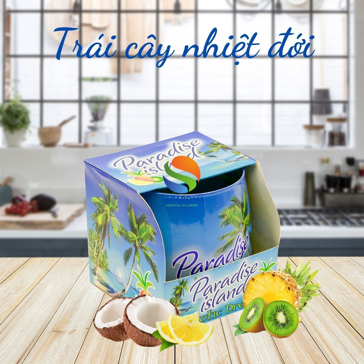 Ly nến thơm tinh dầu Bartek Paradise Island 100g QT02780 - hương gió biển, nến trang trí, thơm phòng, thư giãn, Hỗ trợ khử mùi