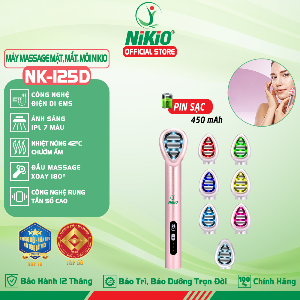 Máy massage mắt môi Nikio NK-125D - Thiết bị làm đẹp đa năng, công nghệ EMS, IPL, rung và nhiệt nóng