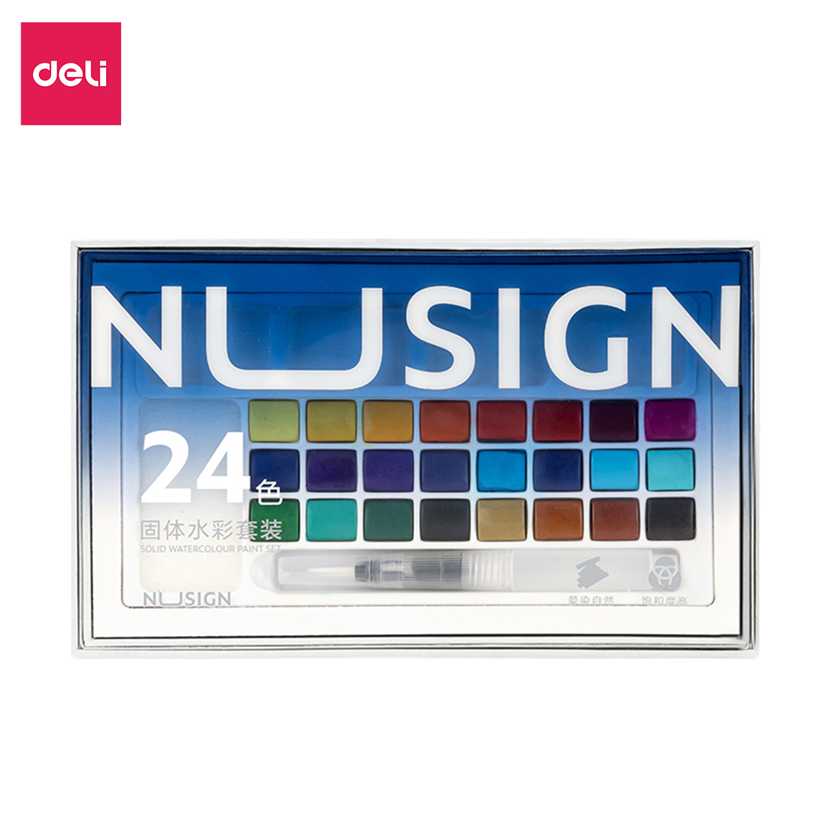 [PHIÊN BẢN MỚI] Màu Nước Dạng Nén Cao Cấp 24 Màu Nusign - Kèm Bút Vẽ, Bông Mút Chuyên Nghiệp, Màu bền, đậm, Dễ Loang Màu