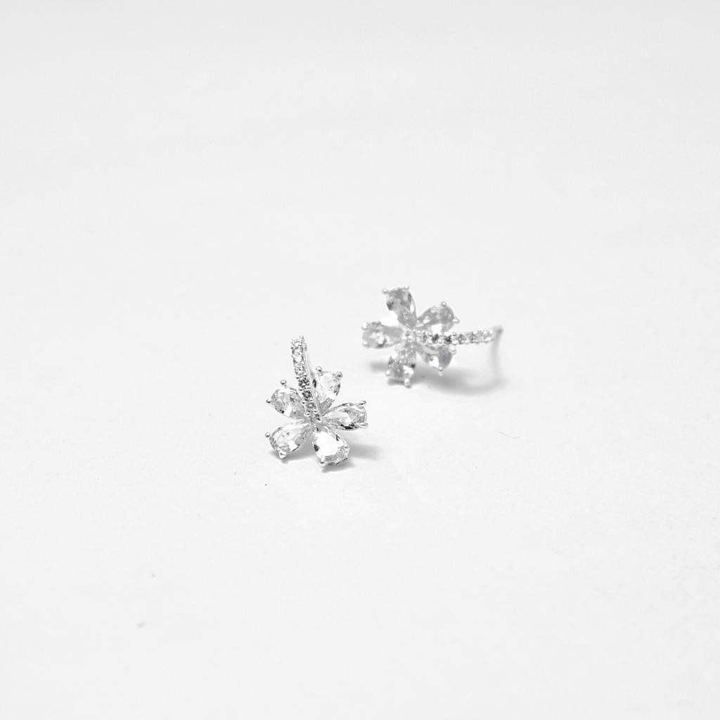 Bông tai bạc ATJ9083 , hoa tai nữ hình hoa đá Stone flower shape ANTA Jewelry