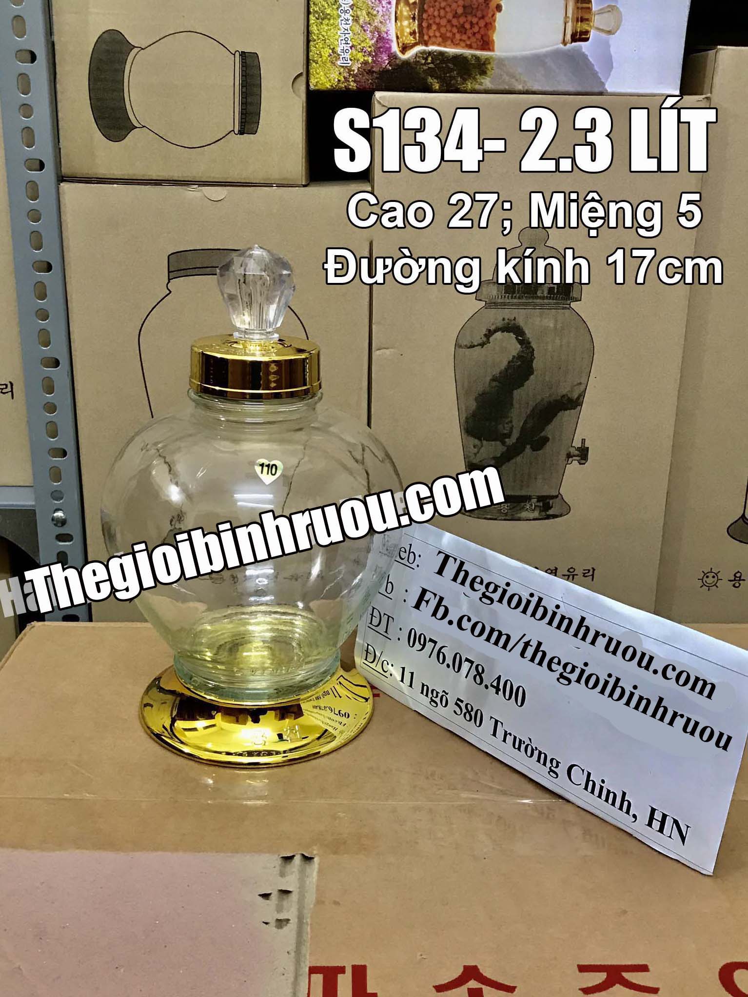 Bình Thủy Tinh Ngâm Rượu Hàn Quốc 2.3 Lít