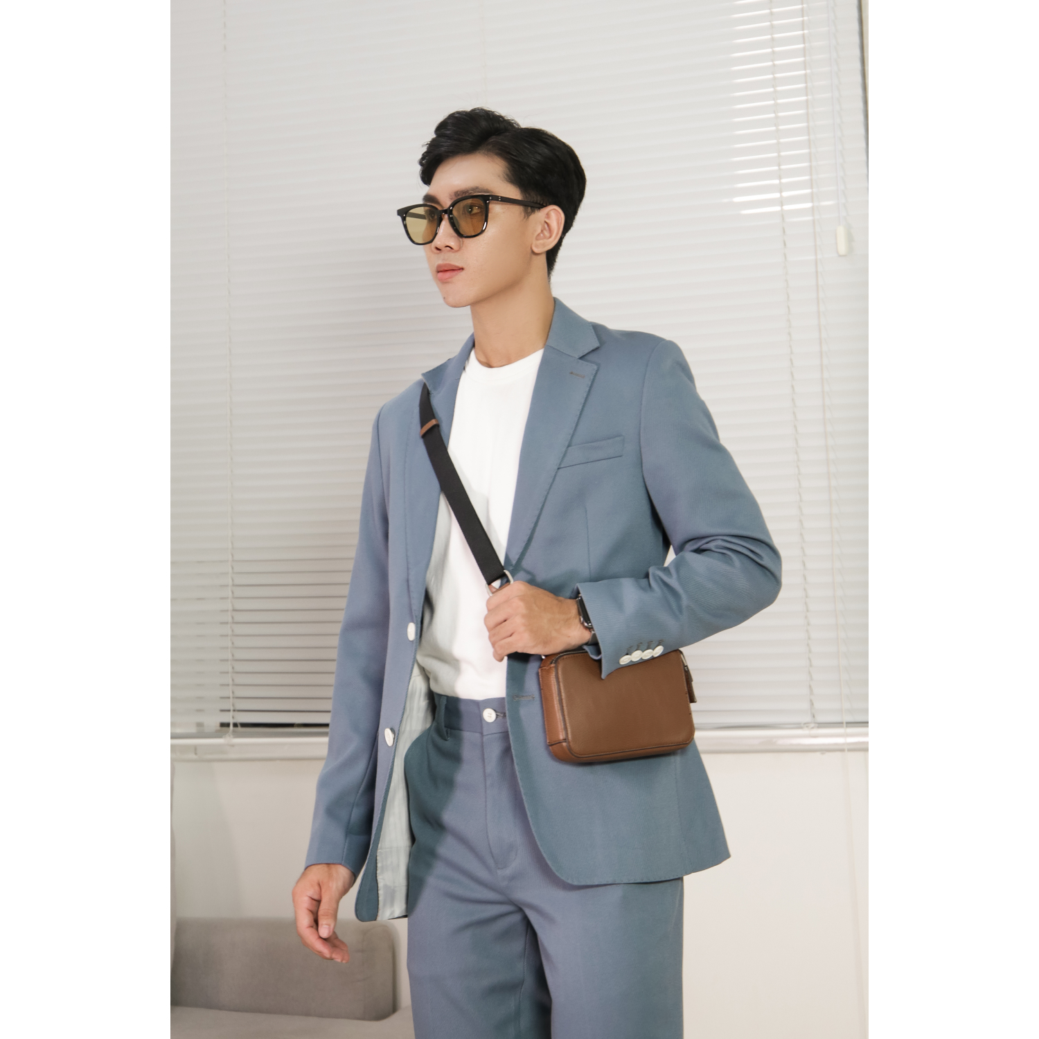 Bộ suit công sở may đo, thiết kế hai hàng khuy đơn, BASIC-SUIT-6 kiểu dáng Slim Fit, phong cách thanh lịch và sang trọng - HY.WO