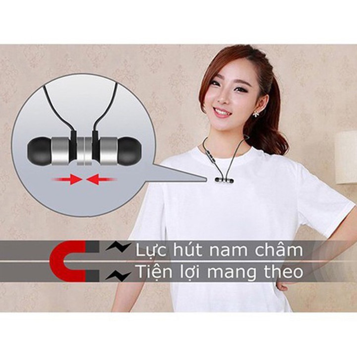 Tai nghe bluetooth 2 bên có dây choàng cổ 2 đầu hít nam châm S8 - Hàng nhập khẩu