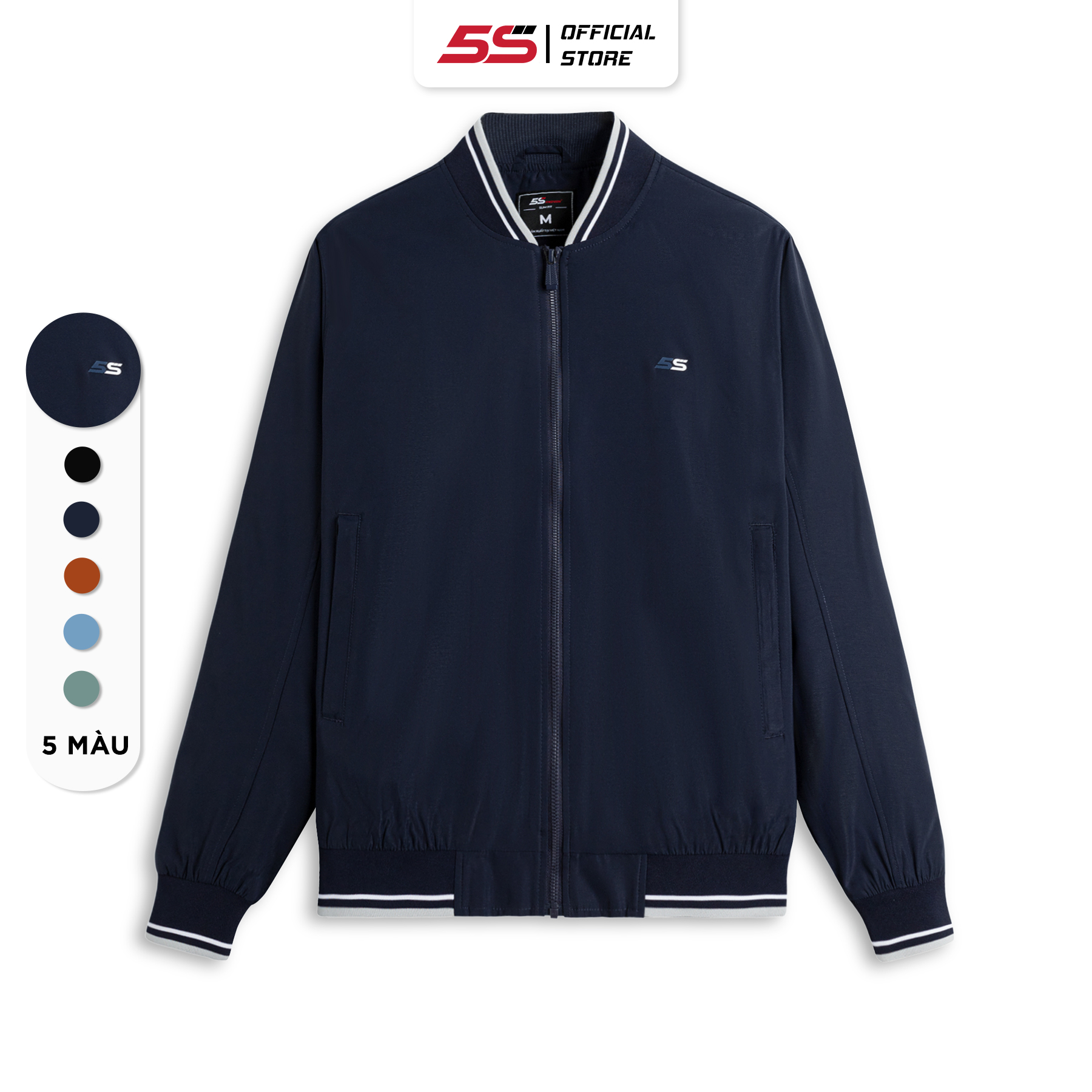 Áo Khoác Bomber Nam 5S, Chất Liệu Cao Cấp, Cản Gió, Chống Bám Bụi, Thiết Kế Basic Trẻ Trung, Lịch Lãm