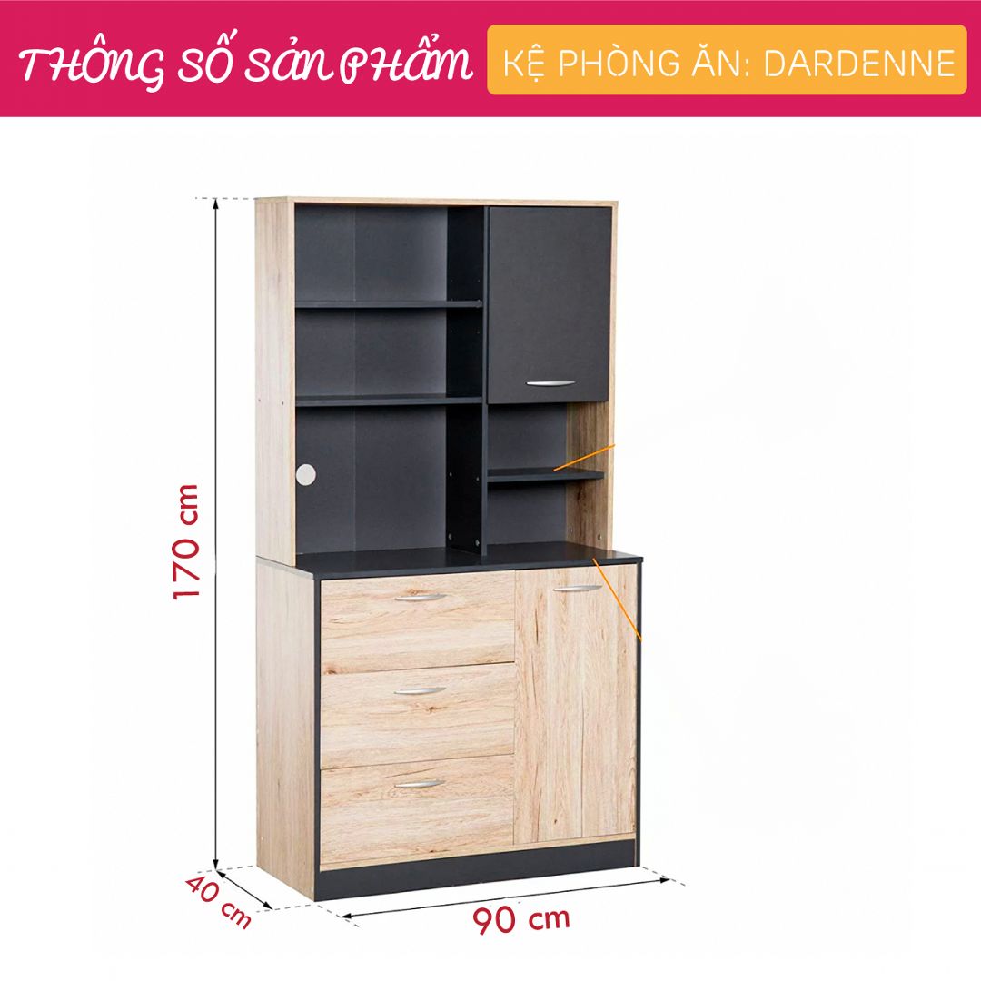 Tủ phòng ăn gỗ hiện đại SMLIFE Dardenne | Gỗ MDF dày 17mm chống ẩm | D90xR40xC170cm