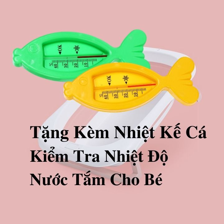 Chậu tắm cho bé, Chậu tắm gấp gọn cho bé sơ sinh, tặng nhiệt kế cá, kèm phao tắm, lưới tắm babyjoymart