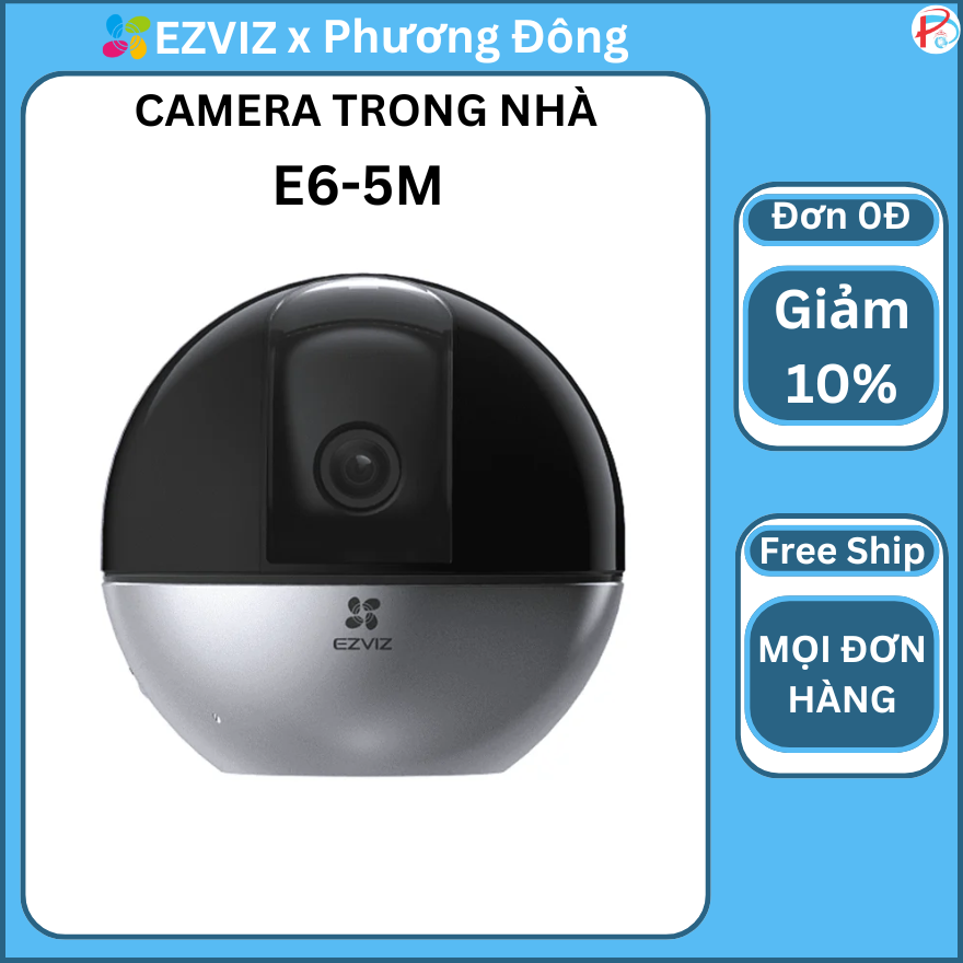 Camera Wifi EZVIZ E6 5MP xoay 360 độ. Auto zoom hình, tự động thu phóng, chống ngược sáng true wdr. vẫy tay gọi điện - hàng chính hãng