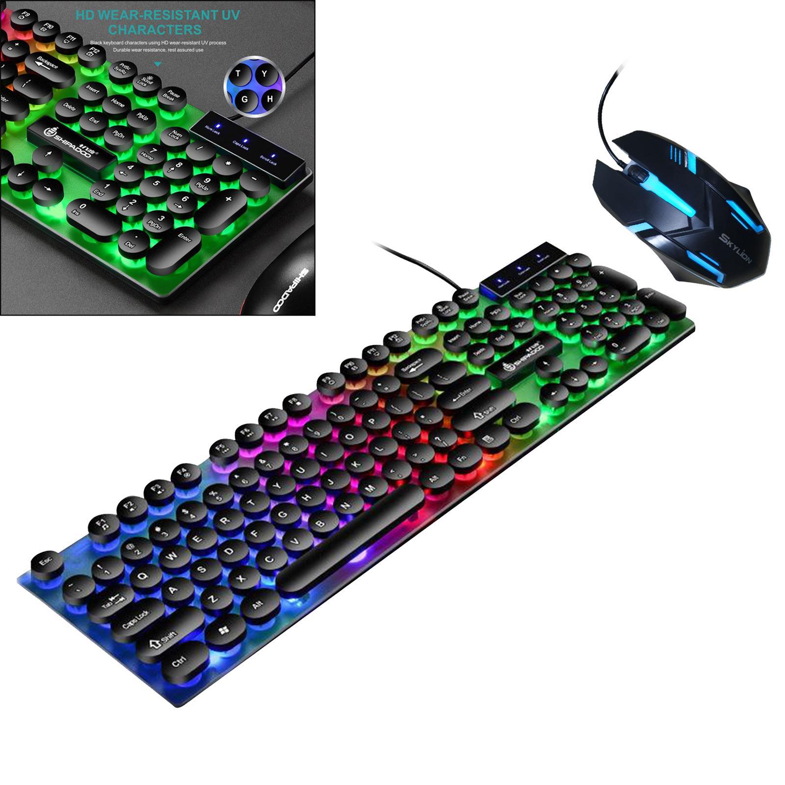 USB Wired RGB Rainbow LED Backlit Gamer Mouse and Keyboard Set