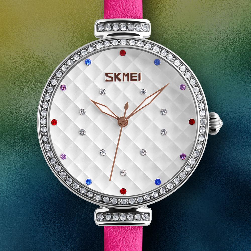  Đồng hồ nữ SKMEI Fashion Casual Quartz chống nước dây da chính hãng 