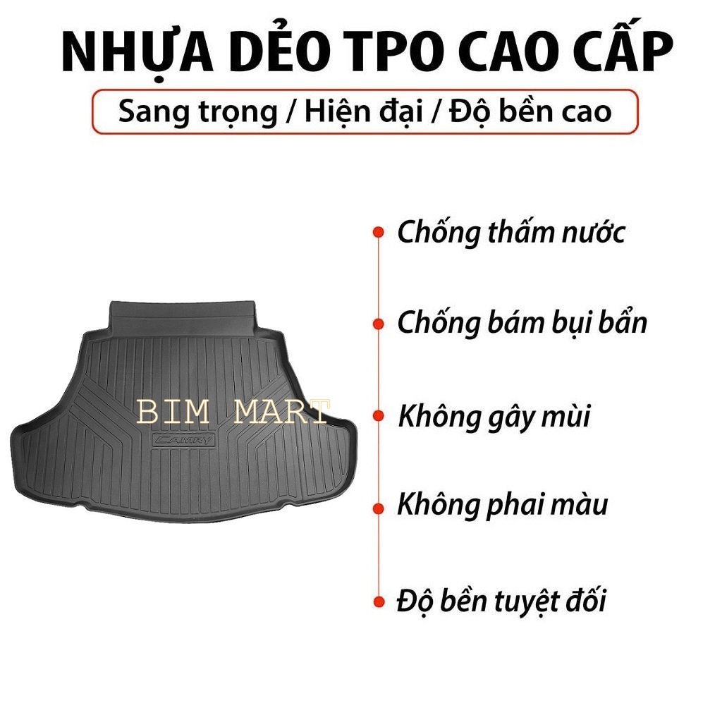 Lót cốp dành cho xe Toyota Camry 2019 - 2021 không mùi, chất liệu TPO cao cấp