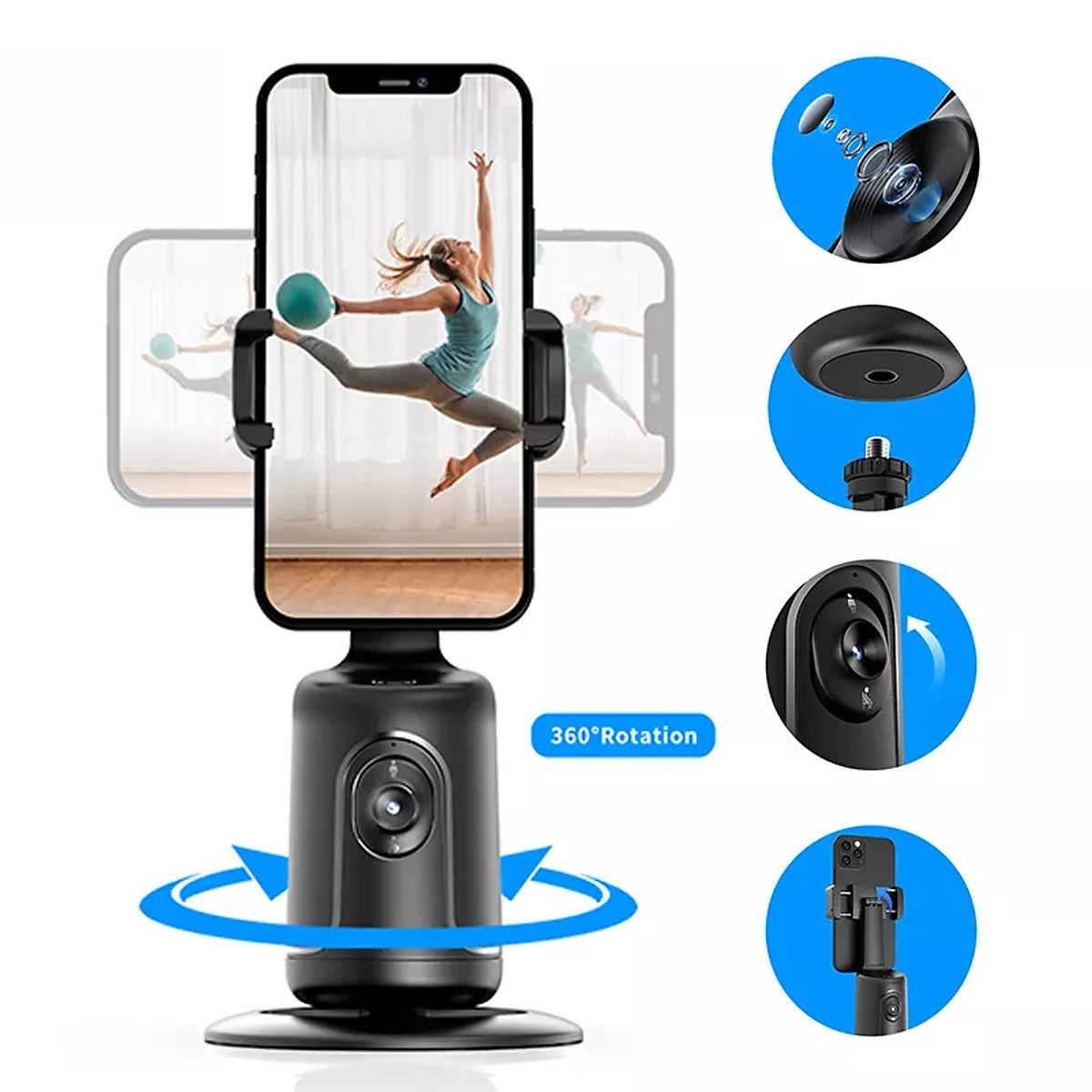 Gimbal AI kiêm giá đỡ điện thoại cảm biến thông minh P01 Giá Đỡ Theo Dõi Khuôn Mặt Cho Quay Video, Livestream, Tiktok, Vlog, Tự Động Xoay 360º