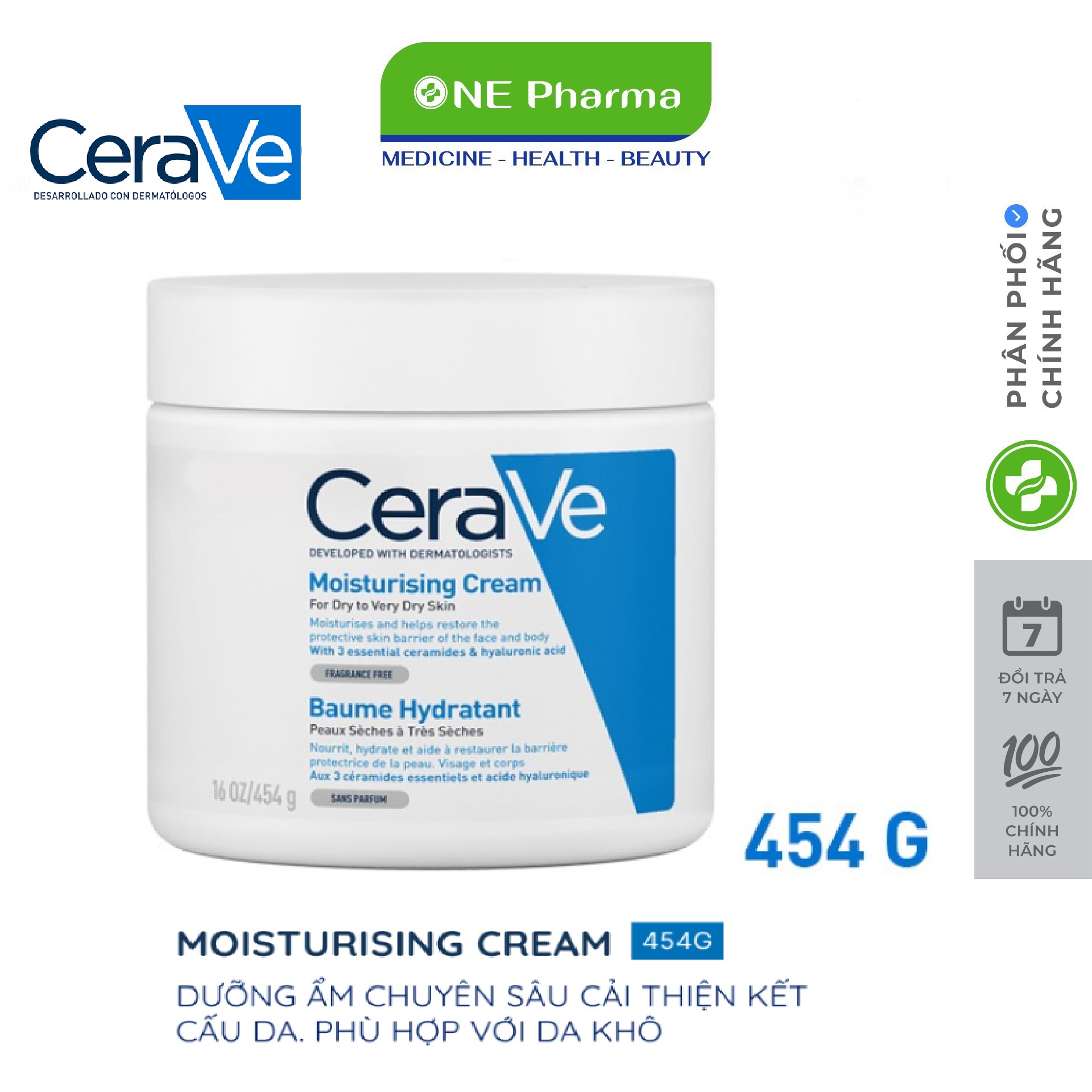 Kem dưỡng ẩm dành cho da khô Cerave Moisturizing Cream 454g