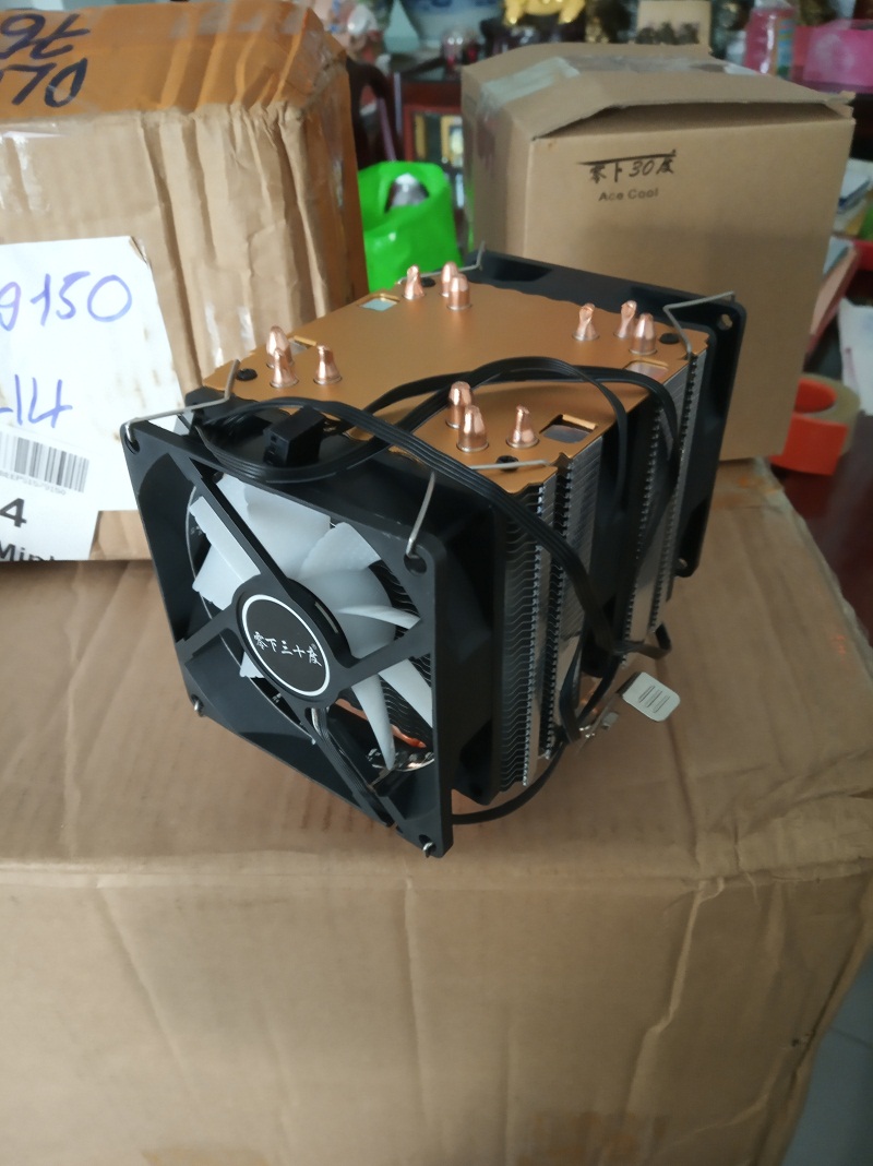 Quạt Tản Nhiệt CPU Cooler Hình Tháp 6 Ống Đồng, 3 Quạt, 4 PIN Cho Socket 1150 1151 1155 1156 X58 1366 X79 2011 có Led chiếu sáng cầu vồng - Hàng nhập khẩu