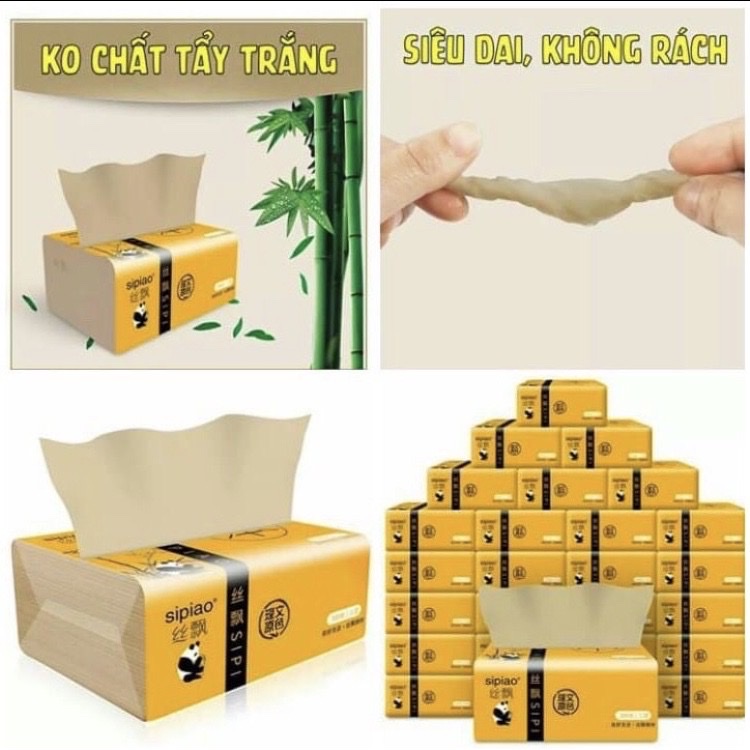 Combo 10 bịch giấy ăn gấu trúc loại 1-  300 tờ / 1 gói siêu mềm mại siêu dai tiết kiệm và an toàn