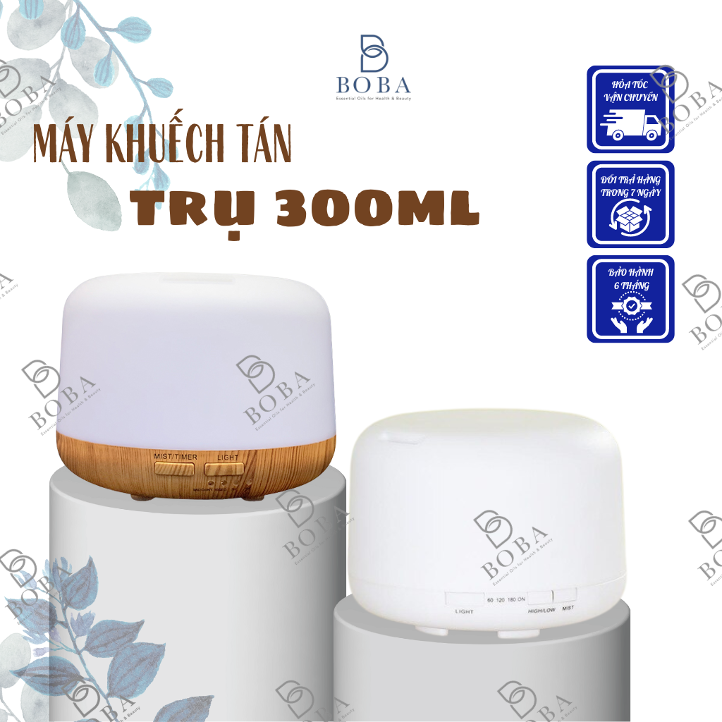 GIÁ TRẢI NGHIỆM Máy Trụ Đế Trắng, Đế Gỗ Phun Mạnh, LED 7 Màu, Làm Đèn Ngủ Máy xông tinh dầu- BOBA NATURALST