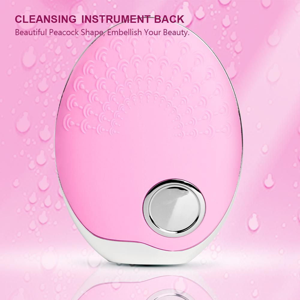 Siêu Âm Thanh 3 Màu Đèn LED Photon Đèn Điện Mặt Ceansing Bàn Chải Mini Không Dây Silicon Mặt Máy Giặt Máy Mát Xa