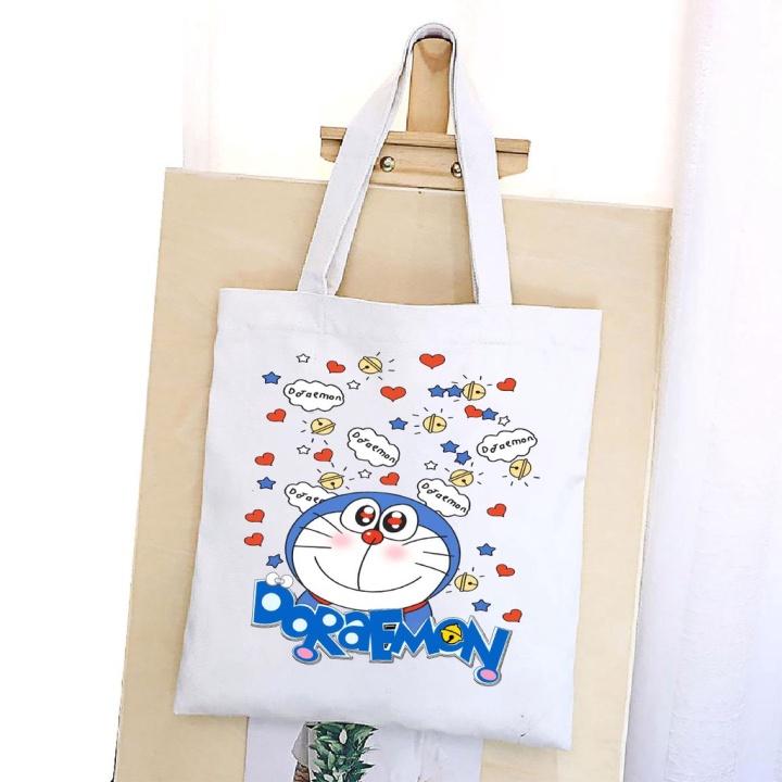 TÚI VẢI MEO MAY ĐORA ĐEO VAI TOTE CANVAS BAG CÓ KHÓA KÉO SIZE LỚN 33x38cm PHONG CÁCH CÁ TÍNH HOT TREND aomi