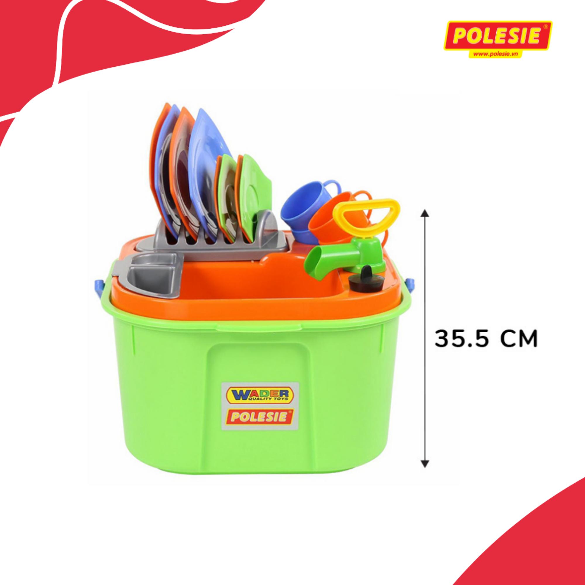 Bộ Đồ Chơi Rửa Bát Mini Chất Liệu An Toàn, Siêu Bền, Phát Triển Tư Duy, Trí Tưởng Tượng, Tập Cho Bé Làm Quen Việc Nhà, Đồ Chơi Châu Âu – Polesie Toys 42002
