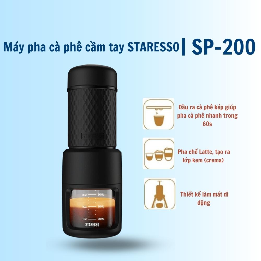 Máy pha cà phê cầm tay STARESSO campout SP-200 du lịch, cắm trại áp suất cao, bản nâng cấp 2022- Hàng nhập khẩu