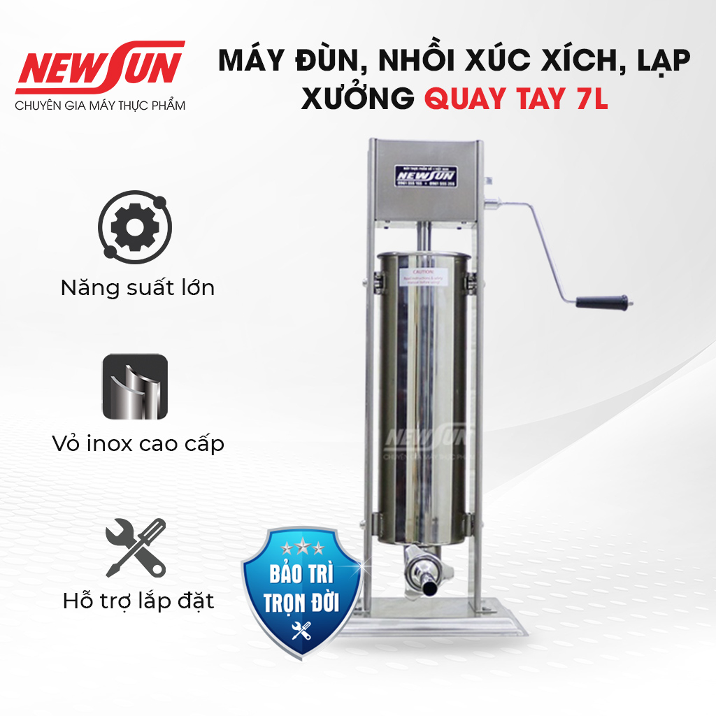 Máy Nhồi Lạp Xưởng Quay Tay NEWSUN 7L - Hàng Chính Hãng